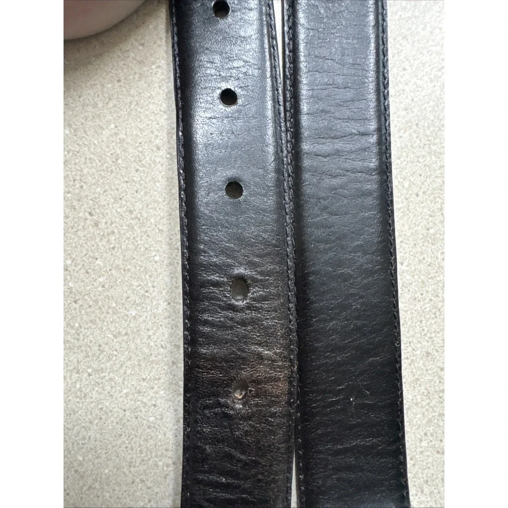 Polo Ralph Lauren Men's Black/Brown Reversible, Leather Belt Size 36 Silvertone